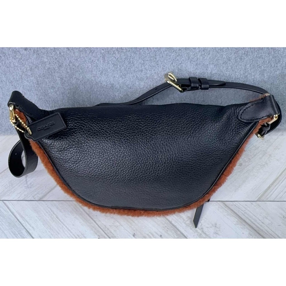 COACH F76662 Shearling and Pebbled Leather Fanny Pack Belt Bag Travel Minimalist - Picture 6 of 11